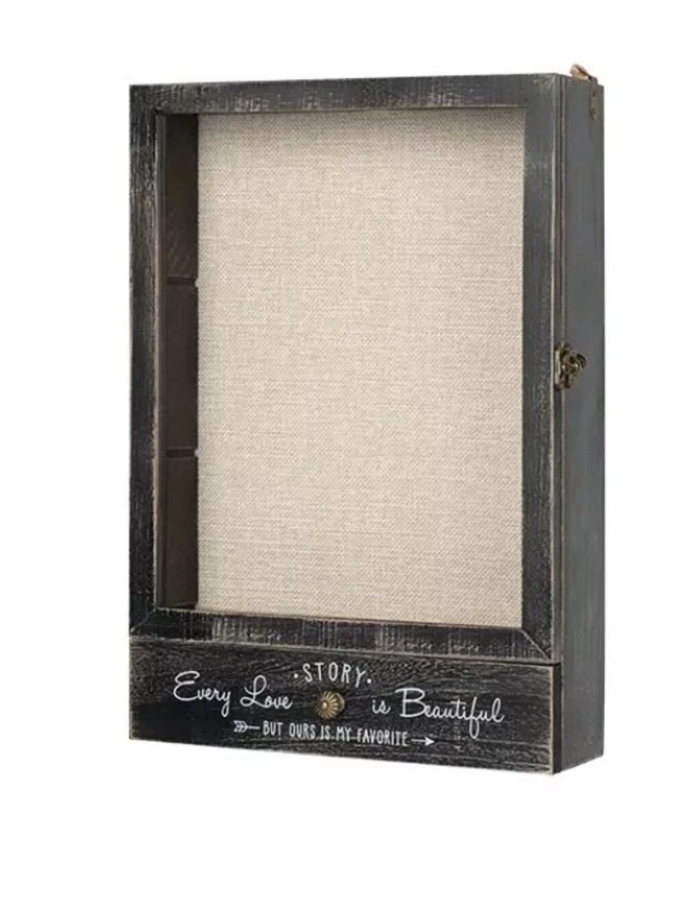 Rustic Black Linen-Framed Shadow Box Wedding/keepsake